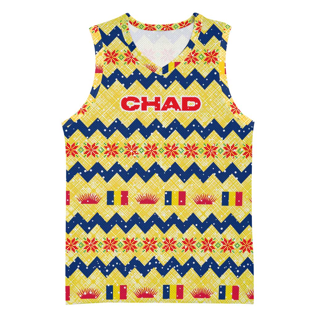 Chad Christmas Basketball Jersey National Coat of Arms, and Festive Motif TS04