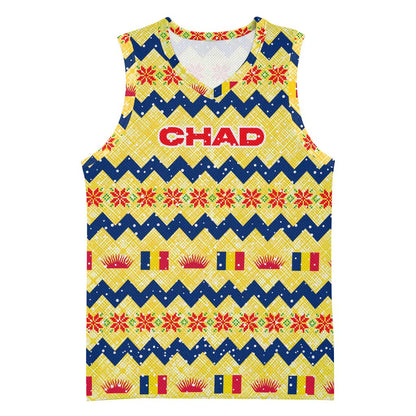 Chad Christmas Basketball Jersey National Coat of Arms, and Festive Motif TS04