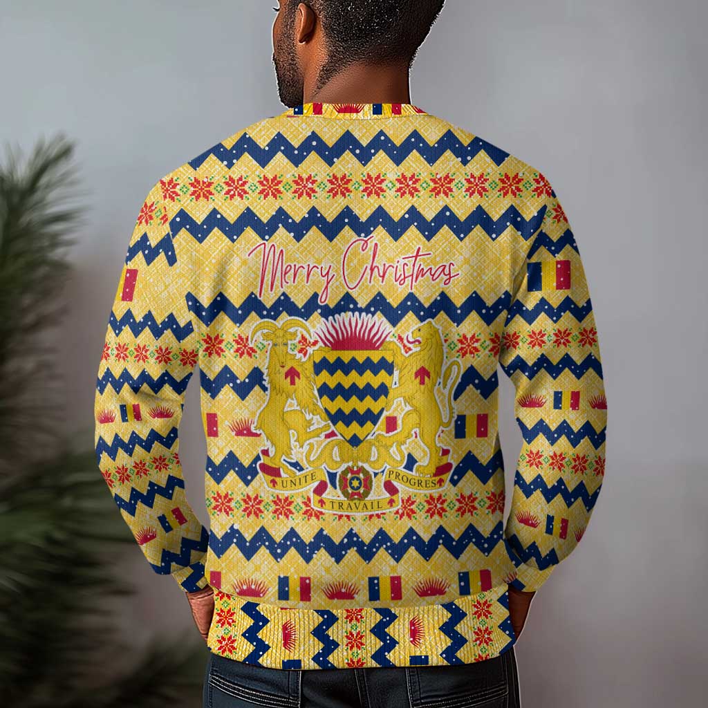 Chad Christmas Ugly Christmas Sweater National Coat of Arms, and Festive Motif - African Pride