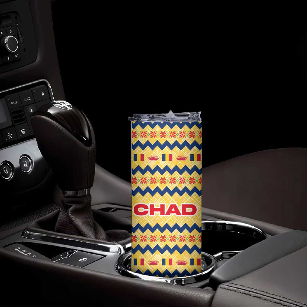 Chad Christmas Skinny Tumbler National Coat of Arms, and Festive Motif - African Pride
