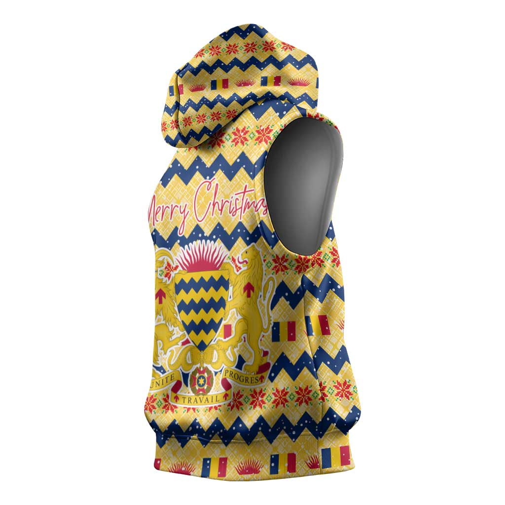 Chad Christmas Sleeveless Hoodie National Coat of Arms, and Festive Motif - African Pride