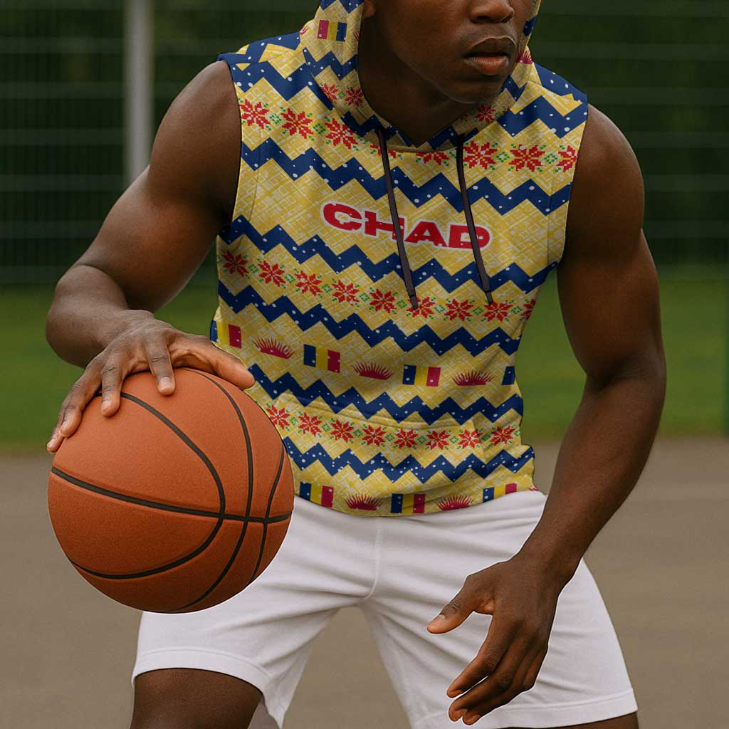 Chad Christmas Sleeveless Hoodie National Coat of Arms, and Festive Motif - African Pride