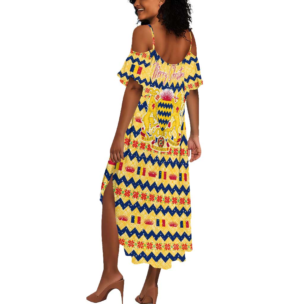 Chad Christmas Summer Maxi Dress National Coat of Arms, and Festive Motif - African Pride