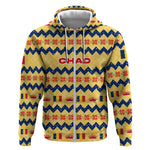 Chad Christmas Zip Hoodie National Coat of Arms, and Festive Motif - African Pride