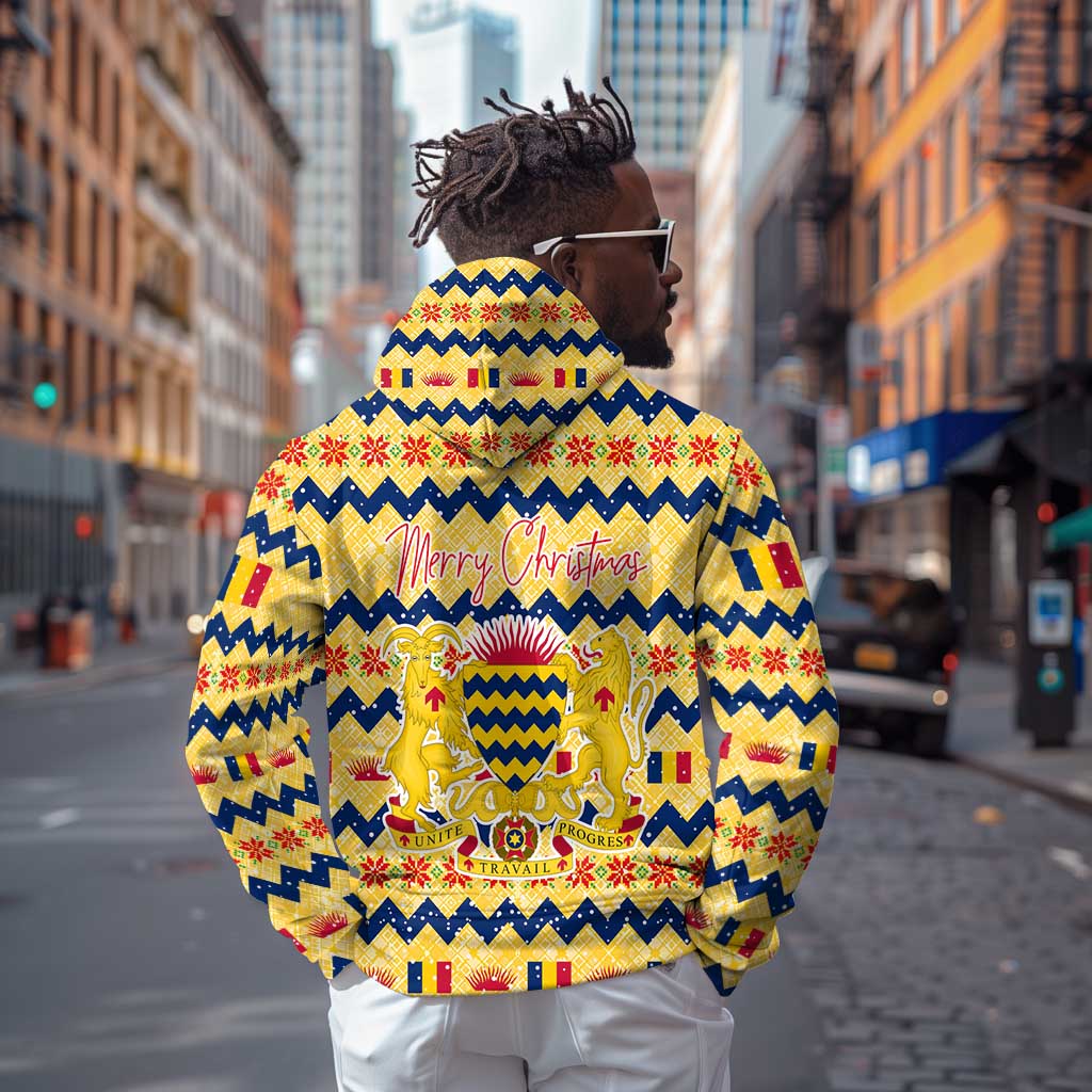 Chad Christmas Zip Hoodie National Coat of Arms, and Festive Motif - African Pride