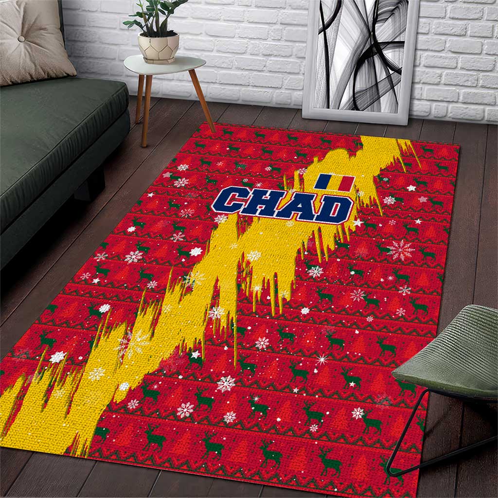Chad Christmas Area Rug National Coat of Arms and Snowflake Accents - African Pride