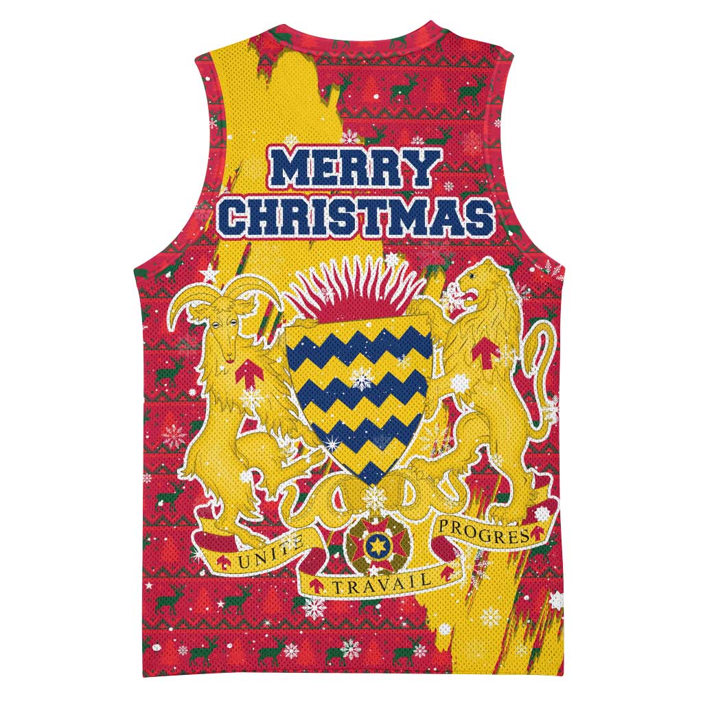 Chad Christmas Basketball Jersey National Coat of Arms and Snowflake Accents TS04