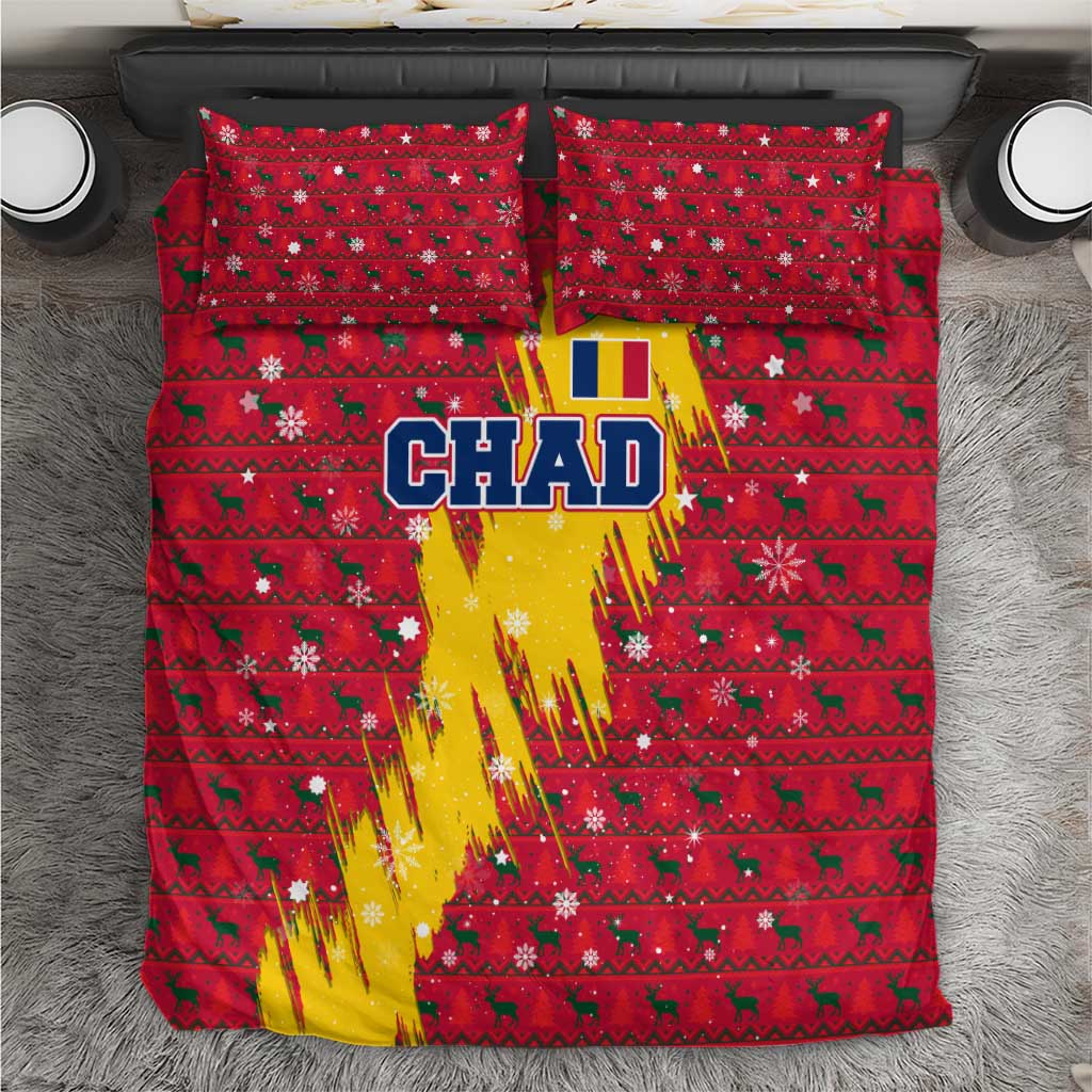 Chad Christmas Bedding Set National Coat of Arms and Snowflake Accents - African Pride