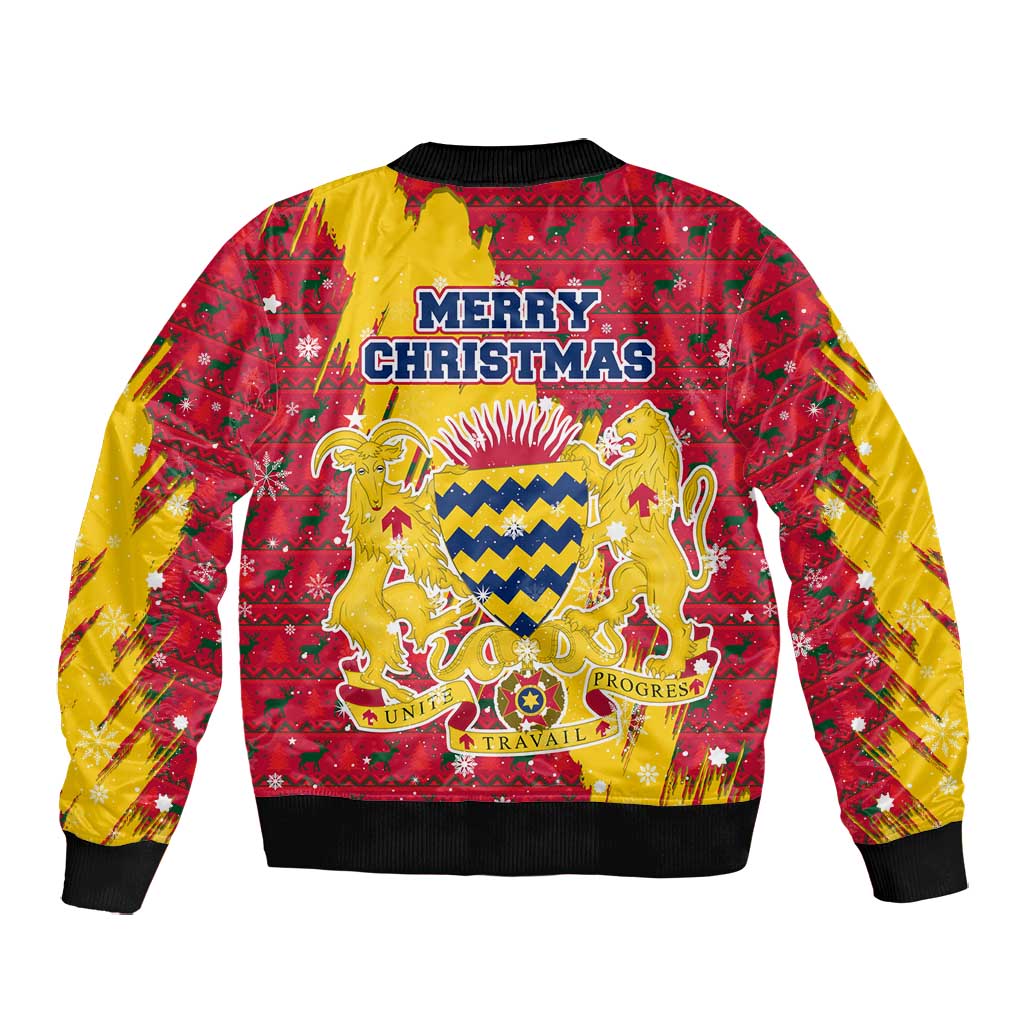 Chad Christmas Bomber Jacket National Coat of Arms and Snowflake Accents - African Pride