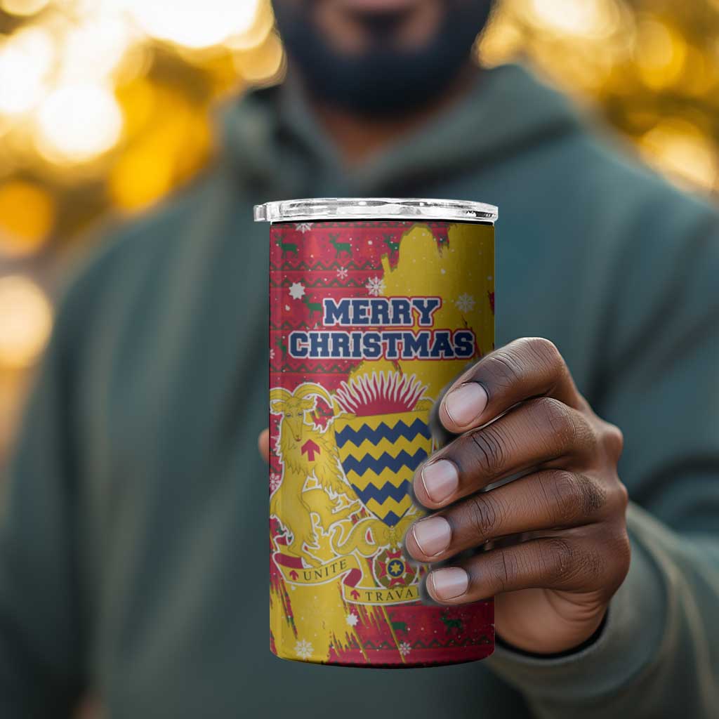 Chad Christmas 4 in 1 Can Cooler Tumbler National Coat of Arms and Snowflake Accents - African Pride