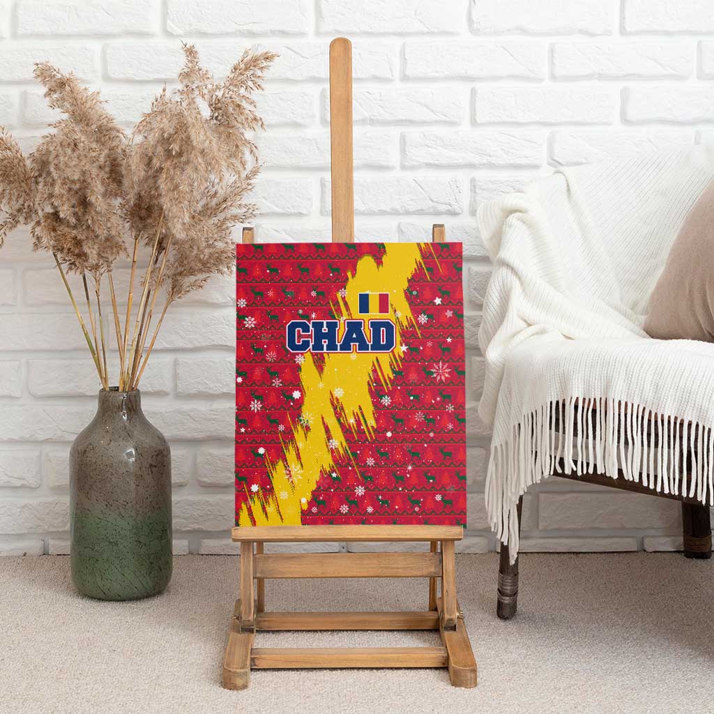 Chad Christmas Canvas Wall Art National Coat of Arms and Snowflake Accents - African Pride