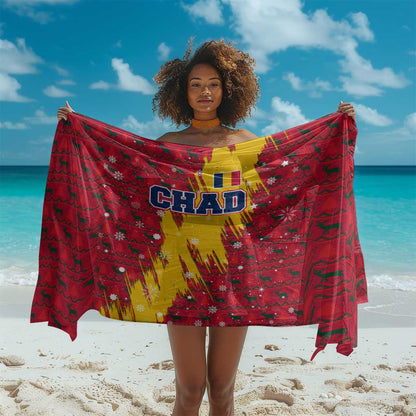 Chad Christmas Sarong National Coat of Arms and Snowflake Accents - African Pride