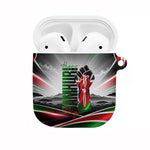 Kenya Jamhuri Day AirPods Case Kenyan Flag Raised Fist Maasai Spear Landscape