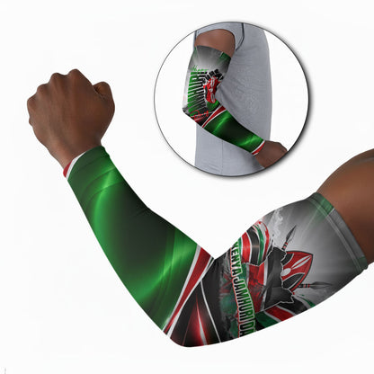 Kenya Jamhuri Day Arm Sleeves Kenyan Flag Raised Fist Maasai Spear Landscape