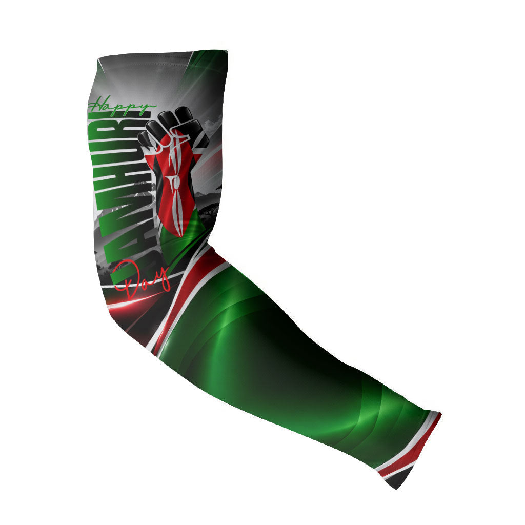 Kenya Jamhuri Day Arm Sleeves Kenyan Flag Raised Fist Maasai Spear Landscape