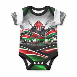 Kenya Jamhuri Day Baby Onesie Kenyan Flag Raised Fist Maasai Spear Landscape