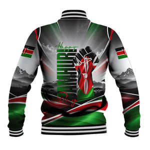 Kenya Jamhuri Day Baseball Jacket Kenyan Flag Raised Fist Maasai Spear Landscape