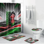 Kenya Jamhuri Day Bathroom Set Kenyan Flag Raised Fist Maasai Spear Landscape