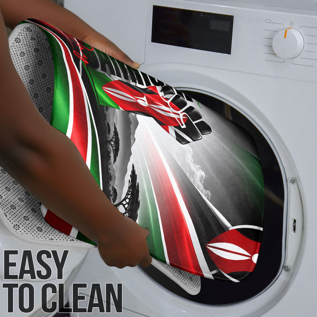 Kenya Jamhuri Day Bathroom Set Kenyan Flag Raised Fist Maasai Spear Landscape