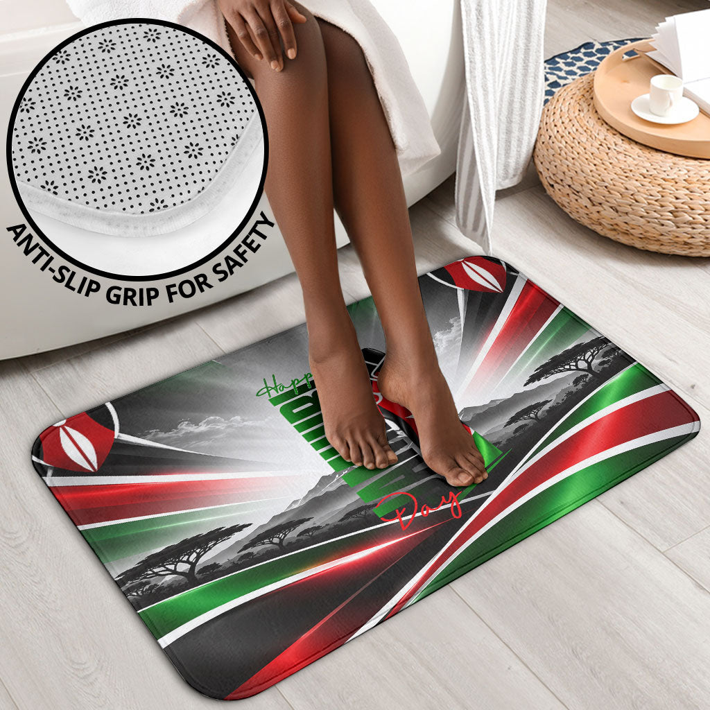 Kenya Jamhuri Day Bathroom Set Kenyan Flag Raised Fist Maasai Spear Landscape