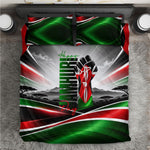Kenya Jamhuri Day Bedding Set Kenyan Flag Raised Fist Maasai Spear Landscape