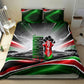 Kenya Jamhuri Day Bedding Set Kenyan Flag Raised Fist Maasai Spear Landscape