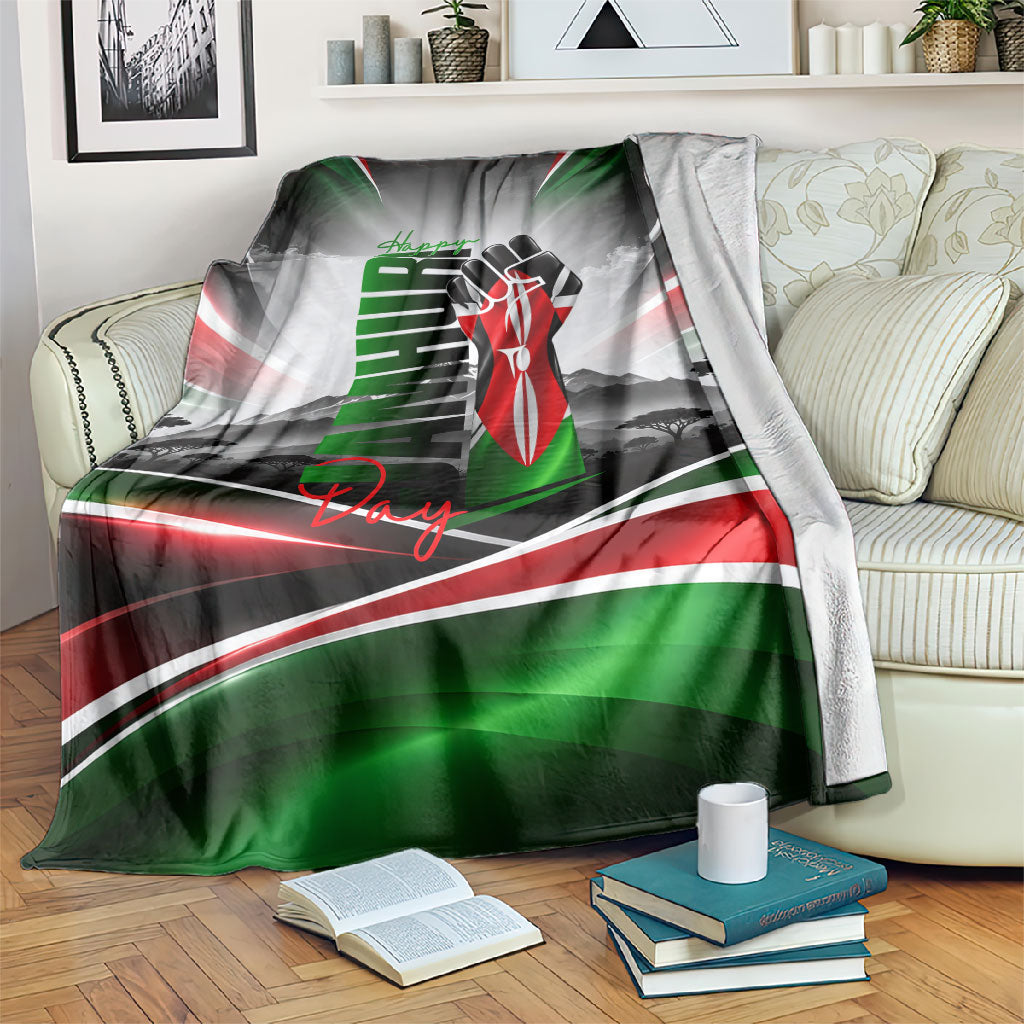 Kenya Jamhuri Day Blanket Kenyan Flag Raised Fist Maasai Spear Landscape