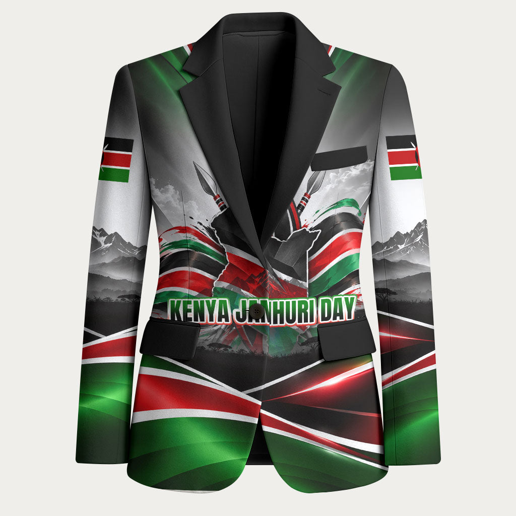 Kenya Jamhuri Day Blazer Kenyan Flag Raised Fist Maasai Spear Landscape