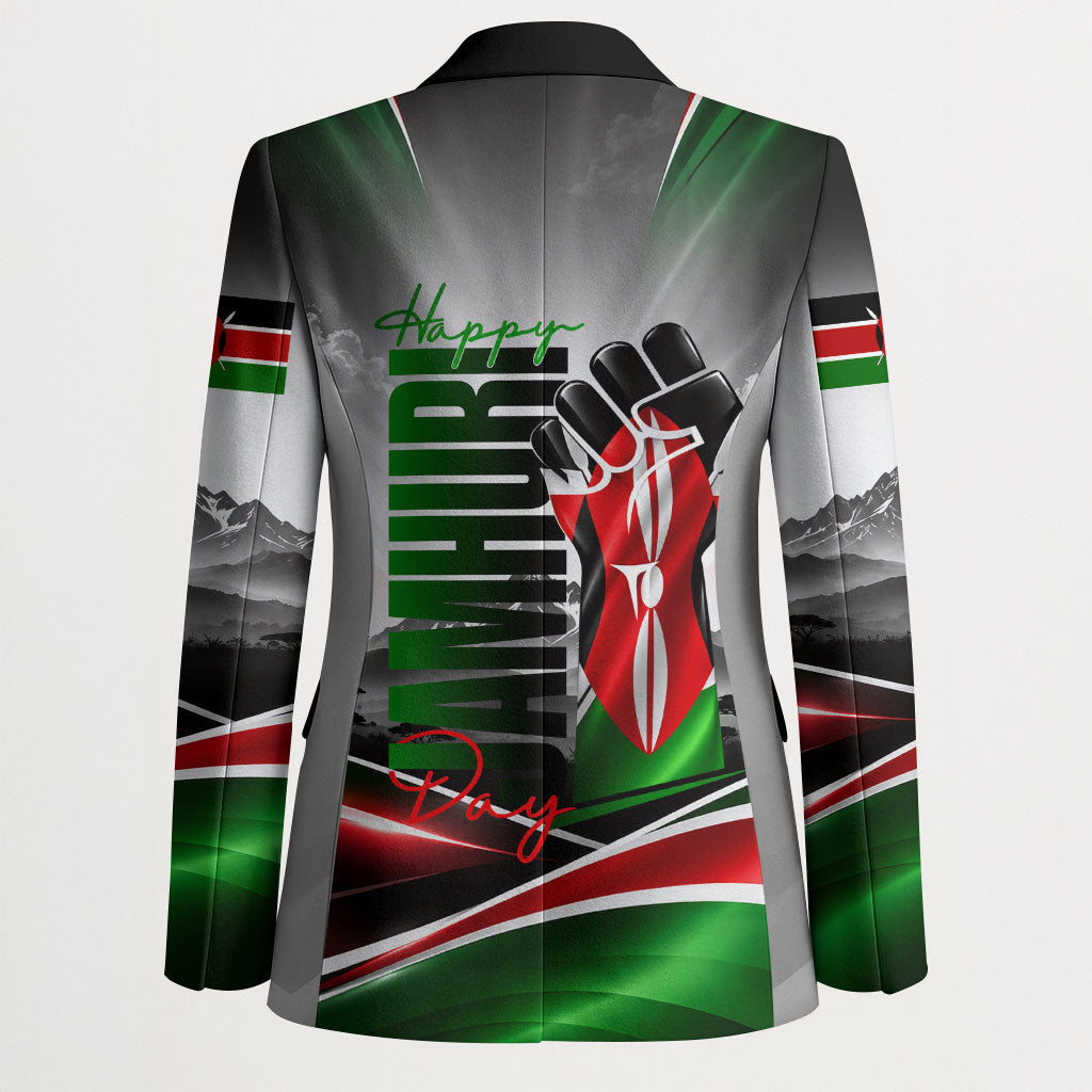 Kenya Jamhuri Day Blazer Kenyan Flag Raised Fist Maasai Spear Landscape