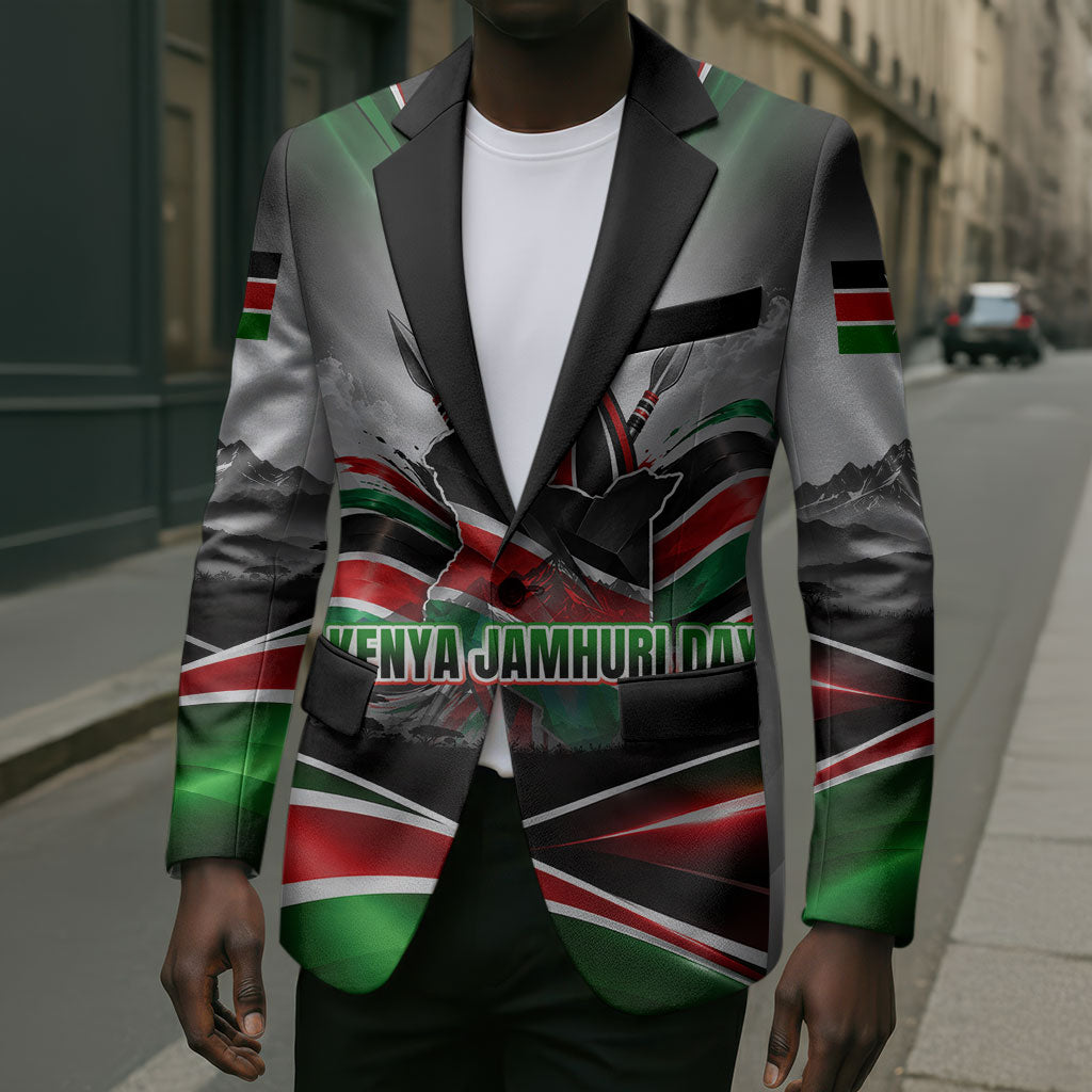 Kenya Jamhuri Day Blazer Kenyan Flag Raised Fist Maasai Spear Landscape