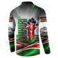 Kenya Jamhuri Day Button Sweatshirt Kenyan Flag Raised Fist Maasai Spear Landscape