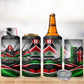 Kenya Jamhuri Day 4 in 1 Can Cooler Tumbler Kenyan Flag Raised Fist Maasai Spear Landscape