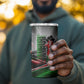 Kenya Jamhuri Day 4 in 1 Can Cooler Tumbler Kenyan Flag Raised Fist Maasai Spear Landscape