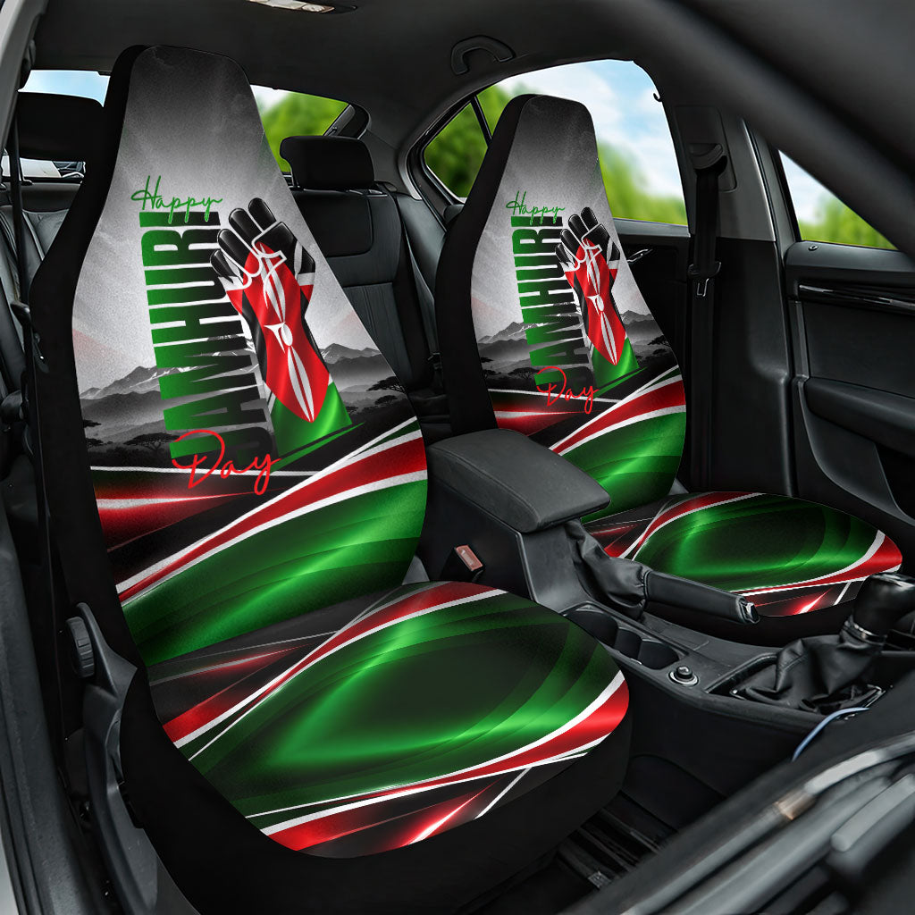 Kenya Jamhuri Day Car Seat Cover Kenyan Flag Raised Fist Maasai Spear Landscape