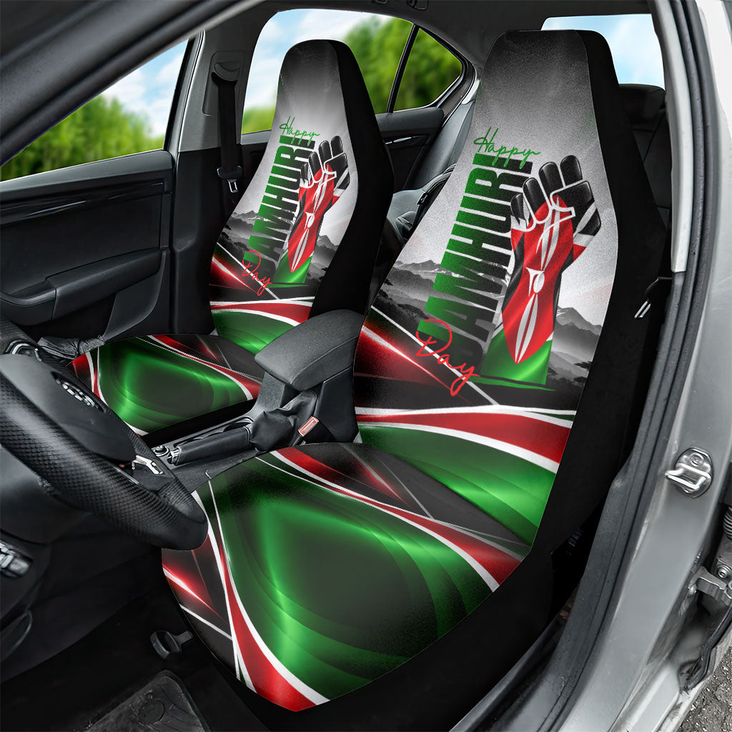 Kenya Jamhuri Day Car Seat Cover Kenyan Flag Raised Fist Maasai Spear Landscape