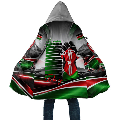 Kenya Jamhuri Day Cloak Kenyan Flag Raised Fist Maasai Spear Landscape