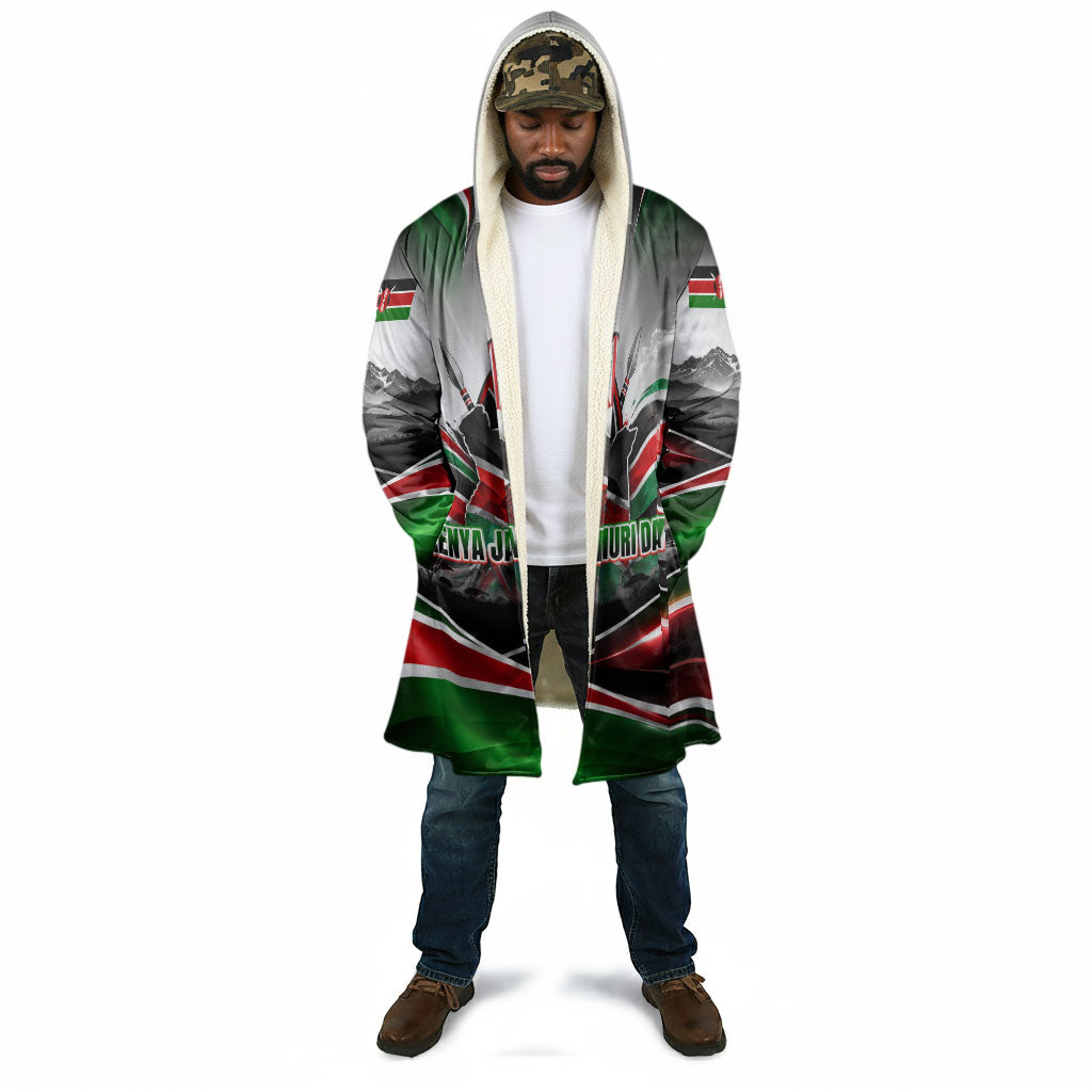 Kenya Jamhuri Day Cloak Kenyan Flag Raised Fist Maasai Spear Landscape