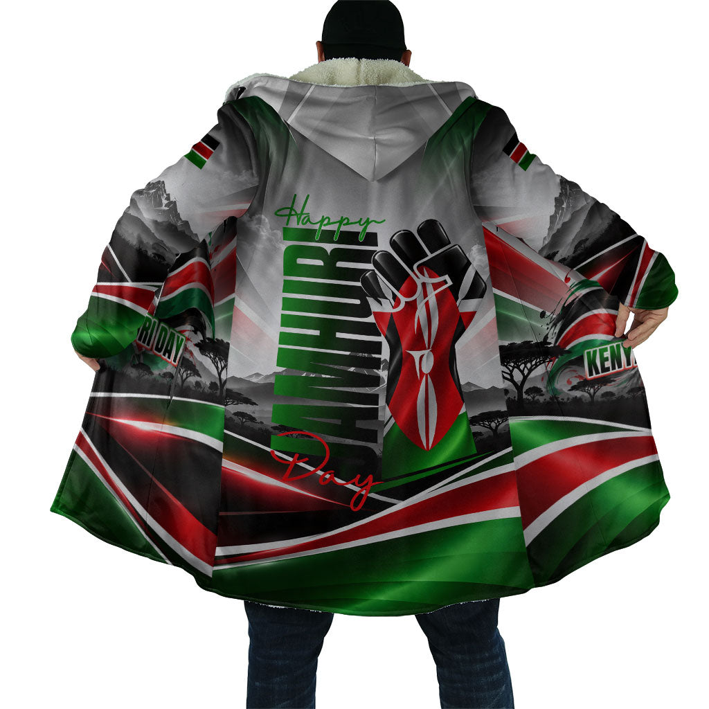 Kenya Jamhuri Day Cloak Kenyan Flag Raised Fist Maasai Spear Landscape