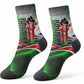 Kenya Jamhuri Day Crew Socks Kenyan Flag Raised Fist Maasai Spear Landscape