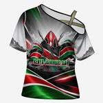 Kenya Jamhuri Day Cross Shoulder Shirt Kenyan Flag Raised Fist Maasai Spear Landscape