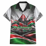 Kenya Jamhuri Day Hawaiian Shirt Kenyan Flag Raised Fist Maasai Spear Landscape