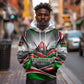 Kenya Jamhuri Day Hoodie Kenyan Flag Raised Fist Maasai Spear Landscape