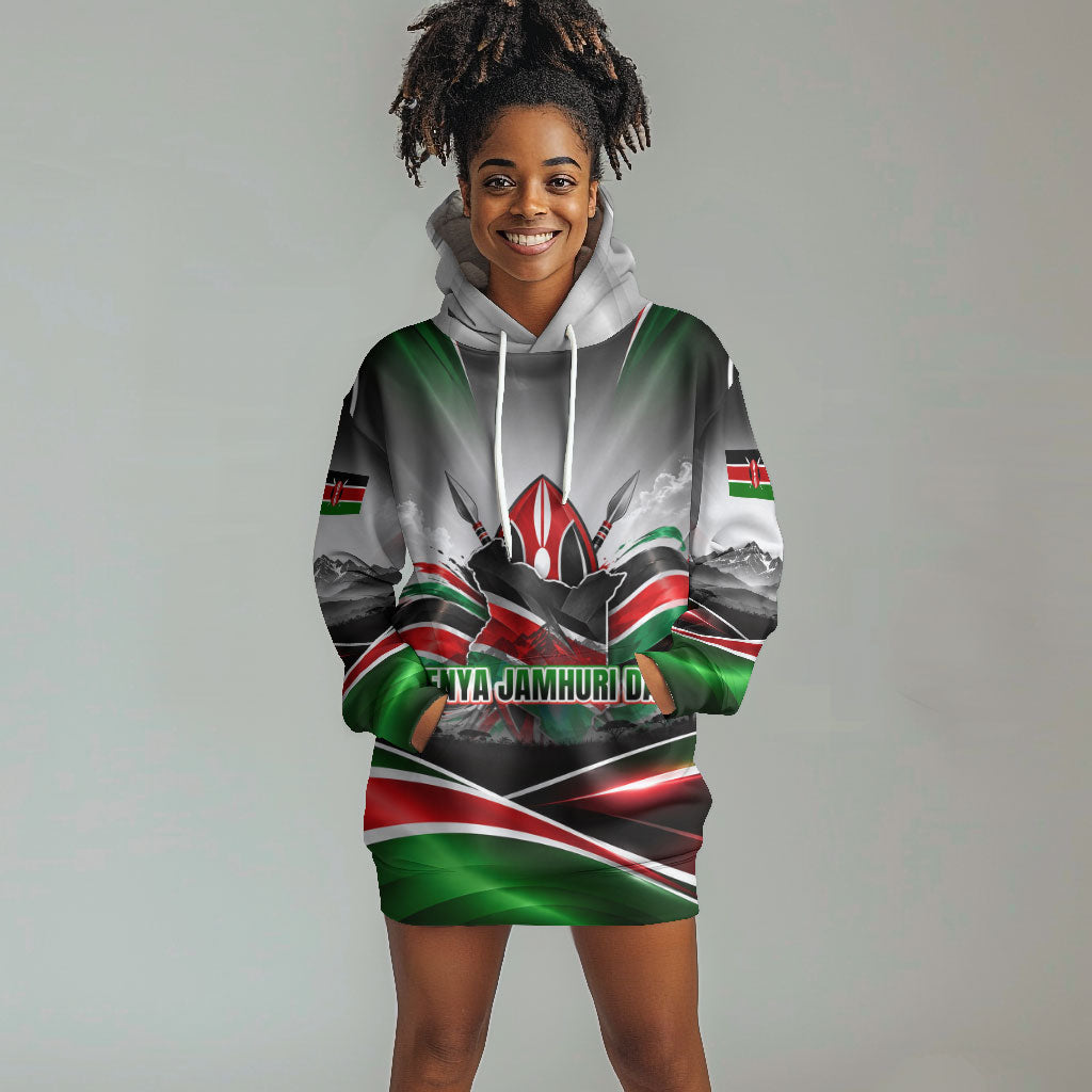 Kenya Jamhuri Day Hoodie Dress Kenyan Flag Raised Fist Maasai Spear Landscape