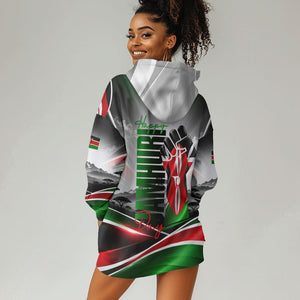 Kenya Jamhuri Day Hoodie Dress Kenyan Flag Raised Fist Maasai Spear Landscape