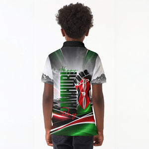 Kenya Jamhuri Day Kid Polo Shirt Kenyan Flag Raised Fist Maasai Spear Landscape