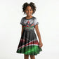 Kenya Jamhuri Day Kid Short Sleeve Dress Kenyan Flag Raised Fist Maasai Spear Landscape