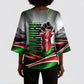 Kenya Jamhuri Day Kimono Sleeve Blouse Kenyan Flag Raised Fist Maasai Spear Landscape