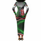 Kenya Jamhuri Day Long Sleeve Bodycon Dress Kenyan Flag Raised Fist Maasai Spear Landscape