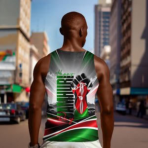 Kenya Jamhuri Day Men Tank Top Kenyan Flag Raised Fist Maasai Spear Landscape