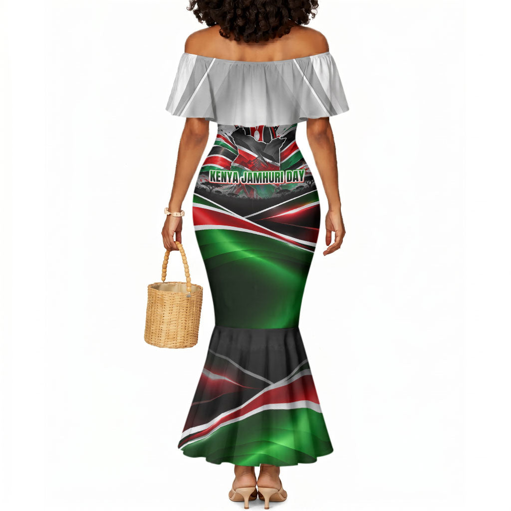 Kenya Jamhuri Day Mermaid Dress Kenyan Flag Raised Fist Maasai Spear Landscape